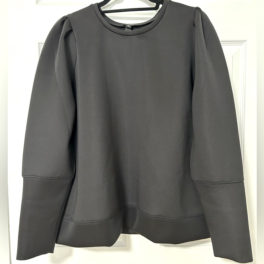 Stella & Dot Black Crewneck Puff-Sleeve Sweater